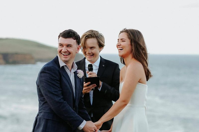 An intimate clifftop elopement ceremony overlooking the sea